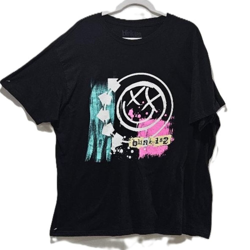 90s RETRO BLACK BLINK-182 SHORT SLEEVE BAND TEE   XL